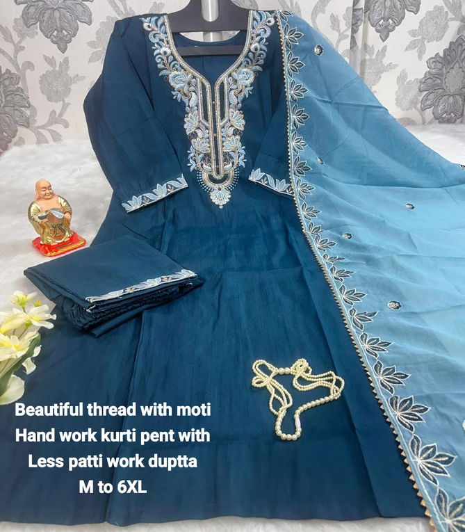 HR Pure Muslin Kurti With Bottom Dupatta Wholesale Clothing Distributors In India